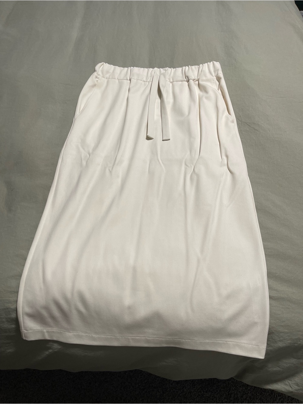Zara White Drawstring Midi Skirt